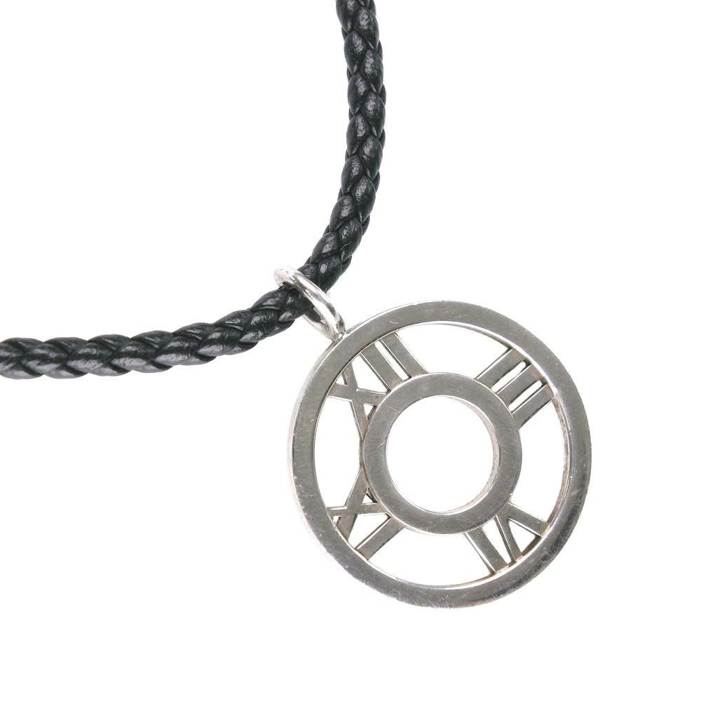 Tiffany Co Atlas Necklace Sterling Silver Leather Silver